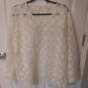 Cato Cream Floral Lace Long-Sleeve Tunic